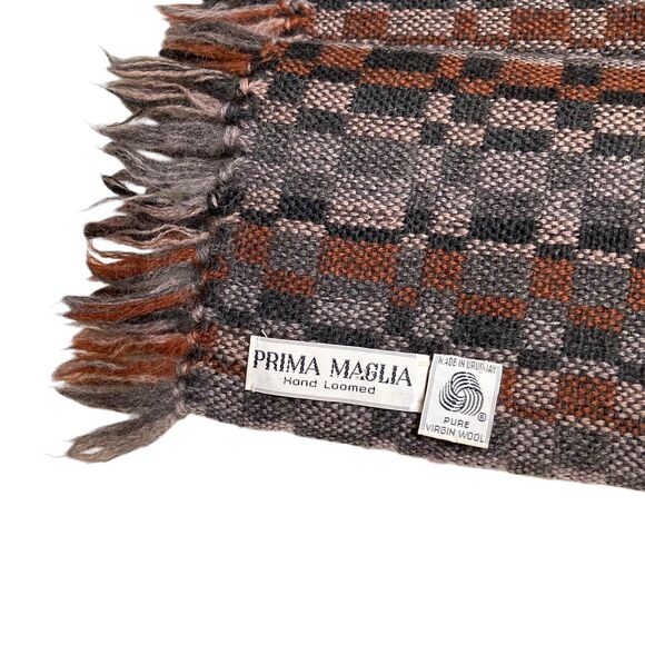 Prima Maglia Hand Loomed Wool Geometric Multicolored Scarf Unisex 13.5” X 60” - Picture 7 of 11